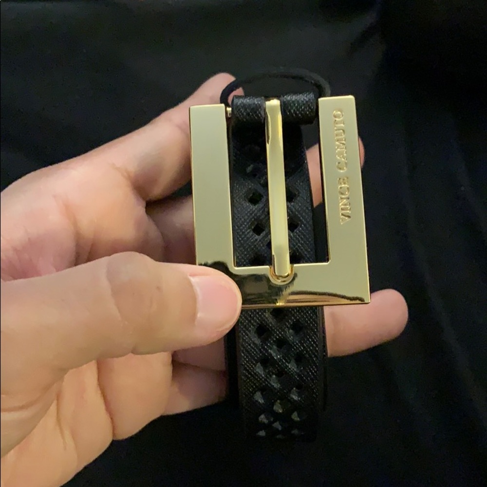 Vince Camuto Black and Gold belt Genuine Leather